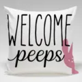 Easter throw pillow cover with cute bunny print and welcome text for holiday home sofa decor. - Welcome Easter Four / 45x45cm