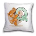 Housse de coussin blanche avec ours en peluche mignon et lettre Q pour déco canapé variante - Housse de Coussin Lin Simple Face (Sans Noyau) / B202112272-17