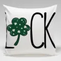 St. Patrick's Day shamrock throw pillowcase, square sofa cushion cover with Luck letter print. - Peach Skin Pillow Cover / 45x45cm / St. Patrick's Day Clover 1
