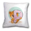 Lindo funda de cojín con estampado de letra P oso de dibujos animados para sofá salón - B202112272-16