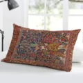 Cuscino lungo in peluche stile persiano retrò per divano letto camera da letto. - Federa in Velluto Pelle di Pesca (Monofacciale Senza Imbottitura) 50x30cm / Floreale Retro 4