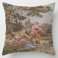 Vintage medieval pastoral art throw pillow cover, European court scene cushion for sofa home decor. - Single-Sided Peach Skin Pillow Cover Without Core 45x45cm / Medieval Oil Painting 14 (BZ20230315-14)