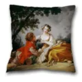 Housse de coussin peinture a l'huile art rococo, taie d'oreiller carree design pastoral retro. - Housse de Coussin Peau de Pêche Simple Face / B20230717-14