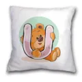 Fundas de cojín bonitas con osito de dibujos animados y letra U para sofá de salón. - B202112272-21