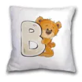 Funda de cojín bonita con estampado de osito de dibujos animados y letra para sofá de salón - B202112272-2