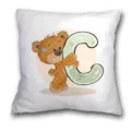 Fundas de Cojín con Oso Cartoon Letra C, Funda de Almohada Moderna para Sofá, Blanco - B202112272-3
