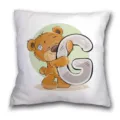 Lindo cojín de oso de peluche de dibujos animados que abraza la letra G para sofá. - B202112272-7