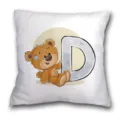Funda de cojín con osito de peluche y letra D, funda de cojín de sofá decorativa opción. - B202112272-4