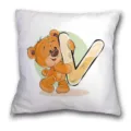 Linda funda de cojín con estampado de oso y letra V, estilo moderno y sencillo para sofá. - B202112272-22