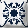 Fodera per cuscino geometrica moderna con elegante motivo blu e bianco per divano. - Federa in Pelle di Pesca Monolaterale / TPRy165-1