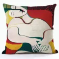 Détail de housse de coussin d'art abstrait, style Picasso housse de coussin décorative pour lit de canapé - QPSP182BZ-4