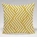 Dettaglio copricuscino geometrico moderno, design in tessuto a righe giallo e bianco. - Federa in Pelle di Pesca Monolaterale; Senza Nucleo / Motivo Geometrico 2
