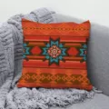 Ethnic geometric throw pillow case, red bohemian decorative cushion cover for sofa bed - Single-Sided Peach Skin Pillow Cover (Without Core) 45x45cm / BZ2024011011-4