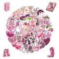 50pz adesivi cowgirl rosa carino estetico vinile impermeabile laptop skateboard decal pack - 50 Pezzi/Confezione / Rosa