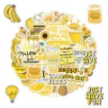 50 Pcs Adesivi Estetici Gialli Motivazionali Impermeabili in Vinile per Laptop e Valigia - 50 Pezzi/Confezione / Giallo
