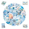 50 pz adesivi estetici costieri blu impermeabili vinile per bottiglia d'acqua valigia laptop - Tema Costa Blu(TQ50-1233) / 50 Pezzi/Confezione / Blu