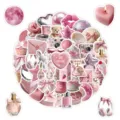 Confezione di adesivi carini estetici rosa impermeabili in vinile per decorazione - 50 Pezzi/Confezione / Rosa