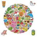 50Pcs simpatici adesivi impermeabili estivi per borraccia laptop decorazione fai da te - Graffiti Casual Estivo / 50 Pezzi/Confezione