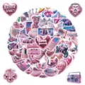 50 Pz Y2K Rosa Carino Adesivi Impermeabili Estetica Principessa Sticker per Bottiglia d'Acqua - 50 Pezzi/Confezione / Rosa