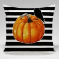 Federa decorativa per cuscino zucca corvo di Halloween, copricuscino a righe per divano letto casa - Federa in Pelle di Pesca Singola Senza Anima / BZ20240513-2