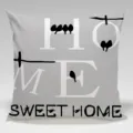 Funda de cojín decorativa gris con diseño tipográfico de aves home sweet home. - Funda de Cojín de Piel de Melocotón de Una Sola Cara (Sin Núcleo) 45x45cm / BZ20240601-1