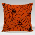 Fodera per cuscino Halloween ragnatela arancione quadrata decorazione divano e letto - Federa in Pelle di Pesca Singola Senza Anima / BZ20240513-3