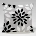 Fundas de cojín cuadradas con diseño de hojas geométricas grises y negras para sofá. - Funda de Cojín de Piel de Melocotón de Una Sola Cara (Sin Núcleo) 45x45cm / BZ20240601-2