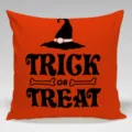 Federa cuscino Halloween con cappello da strega, trick or treat fodera quadrata per divano. - Federa in Pelle di Pesca Singola Senza Anima / BZ20240513-4