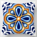 Detailed close-up of decorative throw pillow cover featuring geometric ethnic floral tile pattern. - Single-Sided Peach Skin Pillow Cover (Without Core) 45x45cm / Pattern 1