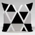 Funda de cojín geométrica con moderno patrón de triángulos en negro, blanco y gris. - Funda de Cojín de Piel de Melocotón de Una Sola Cara (Sin Núcleo) 45x45cm / BZ20240601-4