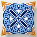 Nordic geometric throw pillow cover blue white ethnic style decorative cushion for sofa car decor - Single-Sided Peach Skin Pillow Cover (Without Core) 45x45cm / Pattern 8
