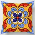 Vibrant Mediterranean tile pattern throw pillow cover, stylish geometric decorative pillow. - Peach Skin Velvet Pillowcase 45x45cm / Pattern 12