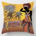 Housse de coussin imprimé art femme africaine, housse de coussin décorative style ethnique. - Motif 11