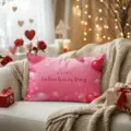Pink Valentine's Day throw pillow cover with romantic heart print for cozy home decor - Z1960BZ-12