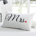 Housse de coussin rectangulaire blanche cadeau de mariage couple en lin doux déco - Taie d'oreiller double face en lin fin (Sans rembourrage) ; 50x30cm / 10