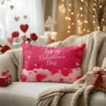 Valentine's Day throw pillow cover pink heart pattern romantic holiday decorative cushion case - Z1960BZ-22