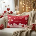 Valentine's Day decorative rectangular throw pillow cover with romantic heart print for couch. - Z1960BZ-25