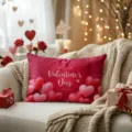 Valentine's Day red heart print pillow cover, romantic festive decorative cushion for home sofa. - Z1960BZ-26