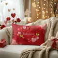 Valentine's Day red heart throw pillow cover, romantic holiday home decor and couple gift. - Z1960BZ-27