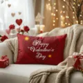 Red Valentine's Day heart pillow cover, cozy home decorative cushion for couples. - Z1960BZ-33