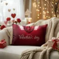 Valentine's Day red heart cushion cover, romantic decorative pillowcase for home decor. - Z1960BZ-35