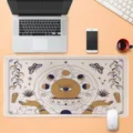 Grande tappetino da scrivania gaming con design mistico di occhio celeste e fasi lunari per ufficio. - SBD202502028-7