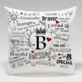 Funda de cojin blanca con citas motivacionales en ingles y letra B decorativa. - Funda de Cojín de Piel de Melocotón de Lado Único Sin Núcleo 45x45cm / BZ202404030-2