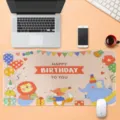 Vista dettagliata del grande sottomano da compleanno con simpatici disegni di animali carini. - SBD202502028-21