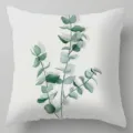 Detail kussenhoes met eucalyptus bladeren aquarel print voor gezellige interieurdecoratie. - BZ20230417-7