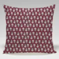 Red floral throw pillow cover, vintage block print decorative cushion case for sofa bedroom - Single-sided Peach Skin Pillowcase (Without Core) / BZ20240601A-1