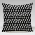 Black white floral print square cushion cover for home decor living room sofa bedroom bedside. - Single-sided Peach Skin Pillowcase (Without Core) / BZ20240601A-4