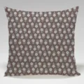 Brown square decorative pillowcase featuring a charming white block print floral pattern. - Single-sided Peach Skin Pillowcase (Without Core) / BZ20240601A-2