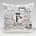 Funda de cojín decorativa con citas de motivación y letra F, tela suave y cómoda. - BZ202404030-6