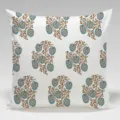 Dettaglio ravvicinato della federa per cuscino bianca con elegante motivo floreale blu. - Fodera per Cuscino in Lino Bianco Monofacciale / 35x35cm / modello 2